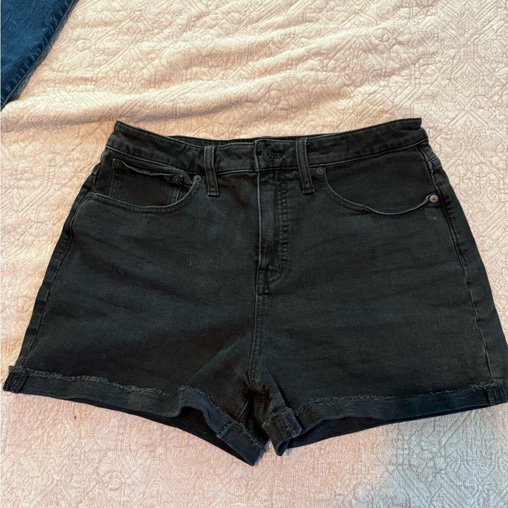 Madewell Black Jean Shorts High-Waisted Cuffed